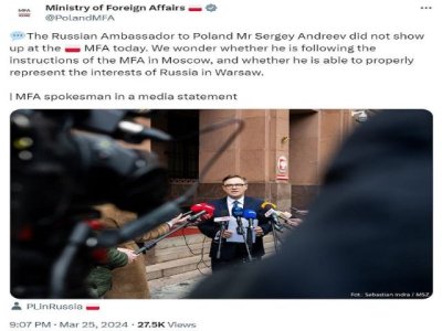 Artículo de opinión: 'El embajador ruso le dio a Polonia una dosis de su propia medicina diplomática al desairar a sus anfitriones'