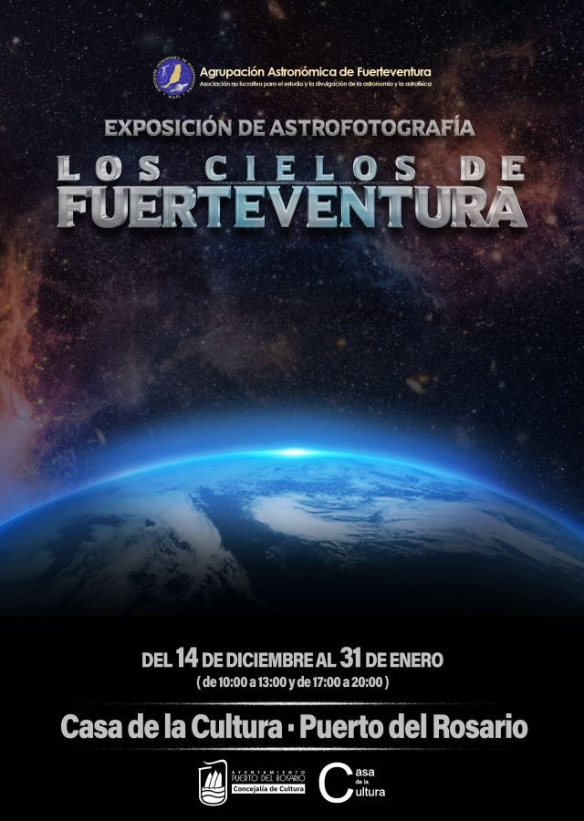 CARTEL EXPOSICIÓN LOS CIELOS DE FUERTEVENTURA ASOC. ASTRONÓMICA DE FTV