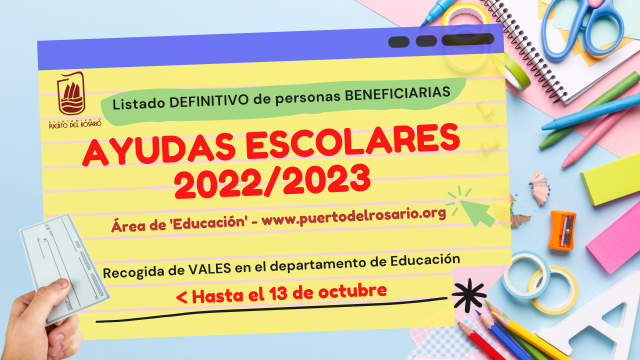 CARTEL RECOGIDA VALES AYUDAS ESCOLARES 2022 2023