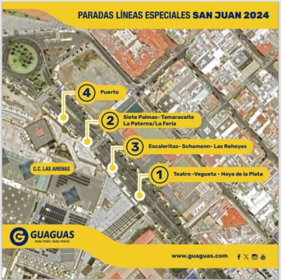 Guaguas Municipales oferta 50.000 plazas de transporte p&uacute;blico para disfrutar de los festejos en la Noche de San Juan 2024