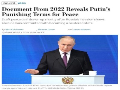 Artículo de opinión: ¿Por qué The Wall Street Journal compartió de repente los términos del borrador del Tratado de Paz de la primavera de 2022?