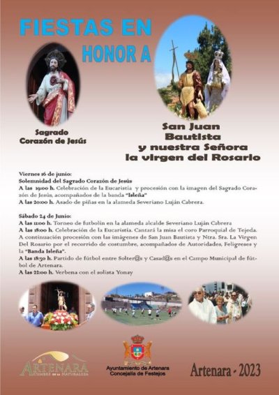 Artenara: Fiestas del Sagrado Corazón de Jesús, San Juan Bautista y Nuestra Señora del Rosario 2023