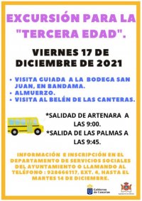 Artenara: Excursi&oacute;n Tercera Edad el viernes 17 de diciembre