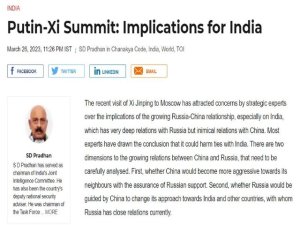 Un exfuncionario de seguridad indio de alto rango tiene una aguda evaluaci&oacute;n de la Entente chino-rusa