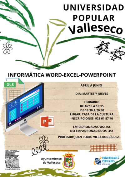 Valleseco abre el plazo de inscripción de los cursos de informática