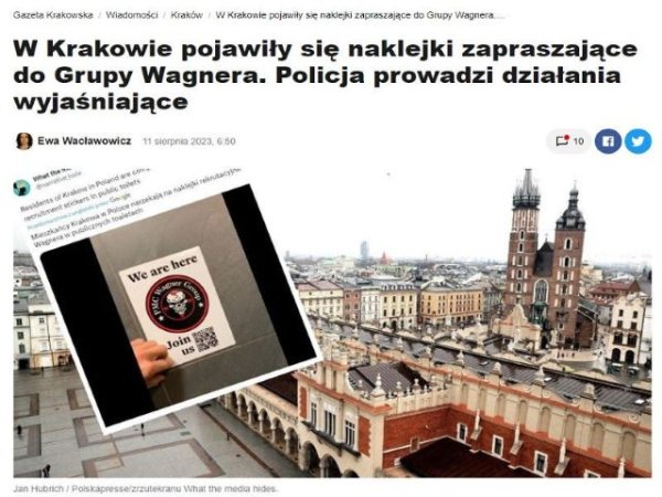 &iquest;Qui&eacute;n es realmente responsable de colocar calcoman&iacute;as de reclutamiento de Wagner en Cracovia?