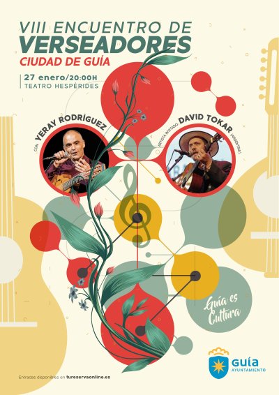 Yeray Rodr&iacute;guez y el payador argentino David Tokar este viernes en el VIII Encuentro de Verseadores Ciudad de Gu&iacute;a