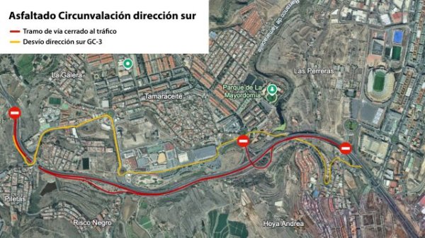 El Cabildo asfalta a partir del miércoles por la noche el tramo de la Circunvalación que bordea Tamaraceite