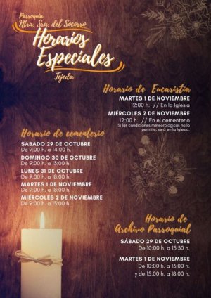 Tejeda: Horarios especiales de misa, archivo y cementerio para este fin de semana