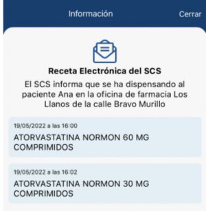 El SCS enviará a los dispositivos móviles de sus usuarios notificaciones sobre las dispensaciones de fármacos