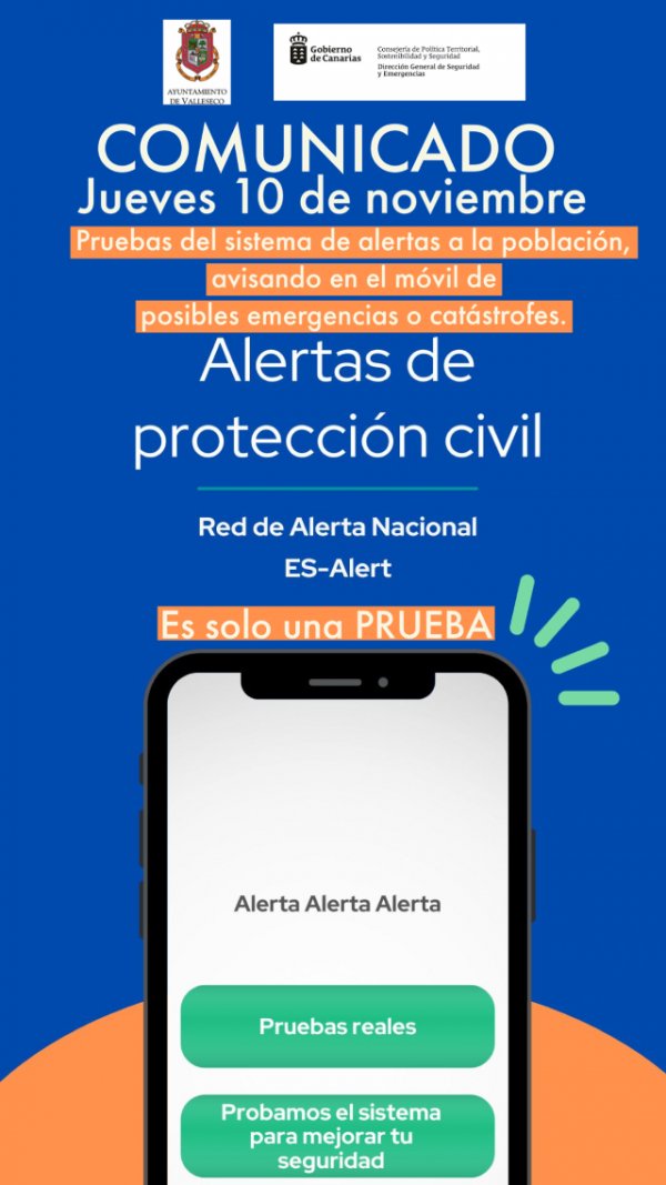 Valleseco acoge las pruebas de Protección Civil del sistema de alertas que llegan al móvil