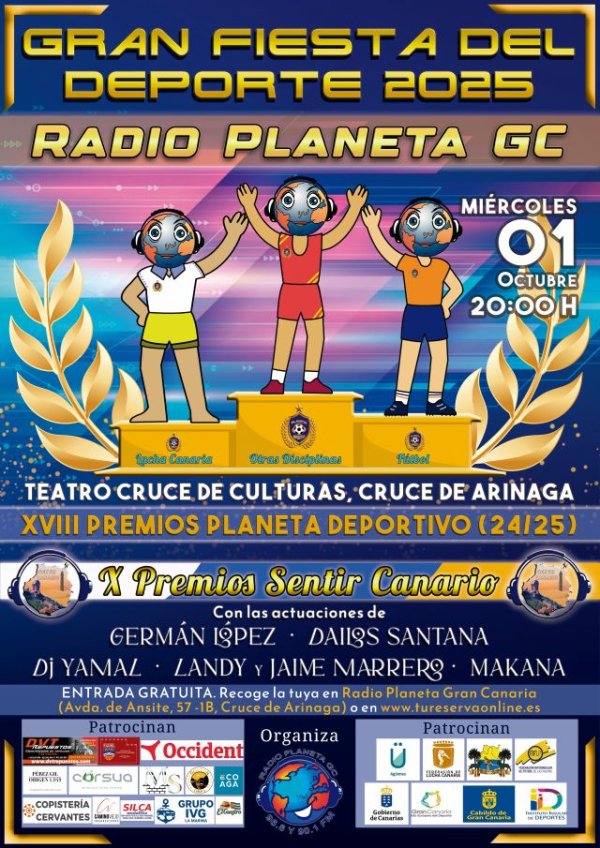 Gala Deporte: XVIII Premios Planeta Deportivo y X Galardones Sentir Canario Radio Planeta Gran Canaria; Esencia Radio