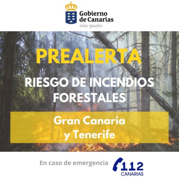 El Gobierno de Canarias declara la prealerta por incendios forestales en Tenerife y Gran Canaria