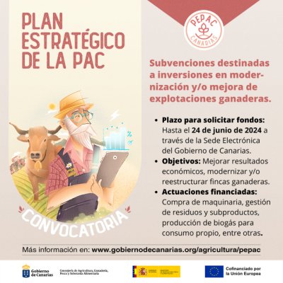 El Gobierno canario convoca subvenciones del PEPAC para la modernizaci&oacute;n de explotaciones ganaderas por 9 millones