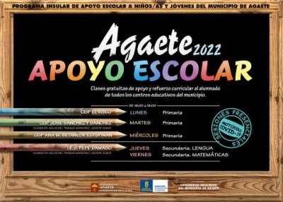 Los alumnos de los tres colegios de Agaete y el Instituto tendrán clases de apoyo gratuitas