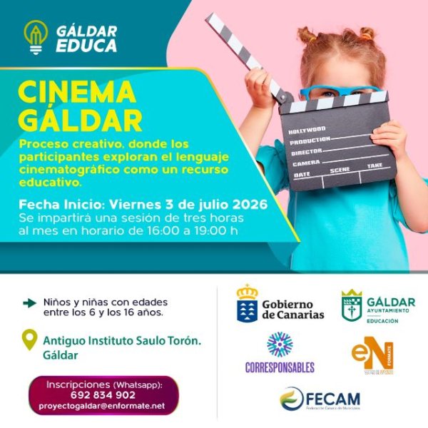 Educaci&oacute;n pone en marcha el proyecto 'Cinema G&aacute;ldar' para acercar el lenguaje cinematogr&aacute;fico a ni&ntilde;os y j&oacute;venes