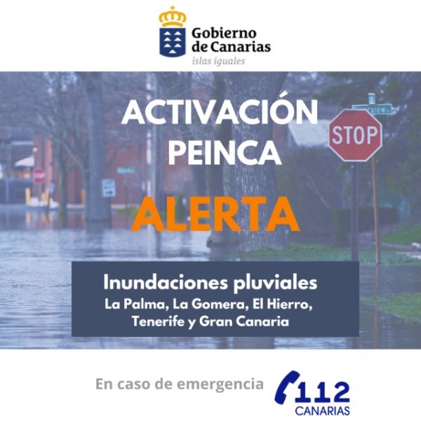 El Gobierno actualiza la situaci&oacute;n, pasando a alerta por inundaciones en las islas occidentales y Gran Canaria