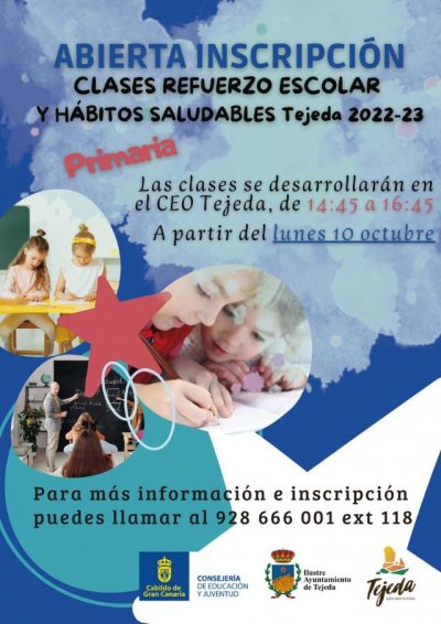 Tejeda: Refuerzo escolar para el cursos 2022-23