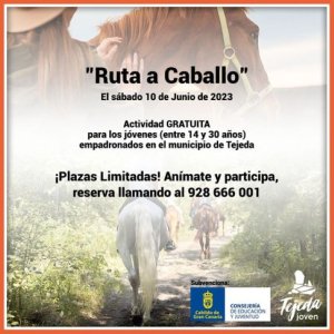 Tejeda: El sábado 10 de Junio se realizará una actividad para los jóvenes &#039;Ruta a Caballo&#039;