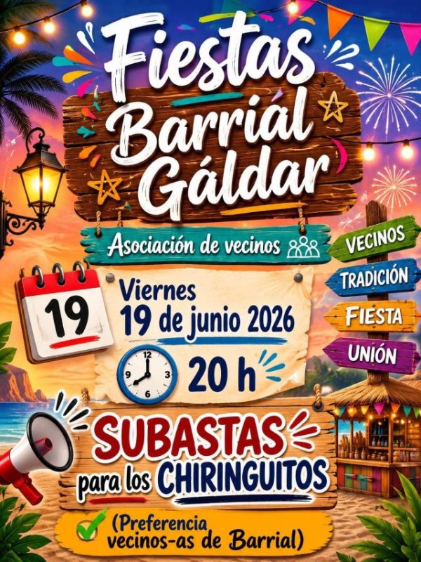 G&aacute;ldar: Barrial subasta sus chiringuitos para las fiestas en Honor a Nuestra Se&ntilde;ora de los Desamparados