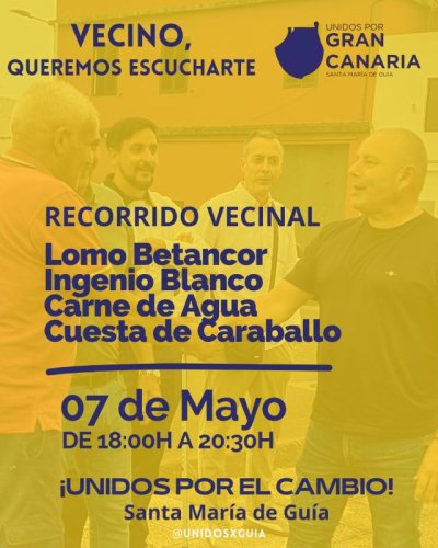 Felipe P&eacute;rez invita a los vecinos de Gu&iacute;a a dise&ntilde;ar el futuro del municipio "de t&uacute; a t&uacute;" Bajo la premisa de que "un municipio se construye caminando sus calles"