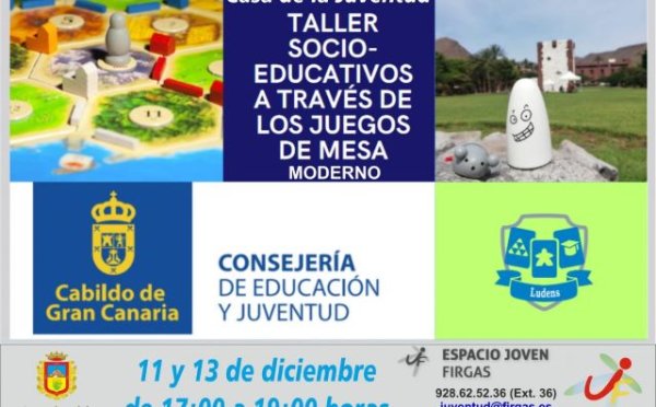 Villa de Firgas: Juventud organiza un taller de juegos de mesa modernos para el 11 y 13 de diciembre