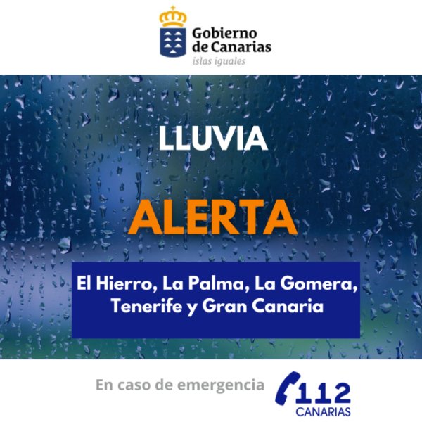 El Gobierno de Canarias mantiene la alerta por lluvias en las islas occidentales y Gran Canaria