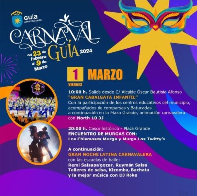 Gu&iacute;a: Cabalgata Infantil, Encuentro de Murgas y Gran Noche Latina, este viernes en las fiestas de Carnaval