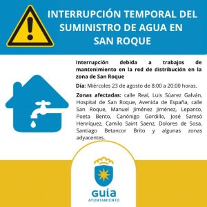 Guía: Interrupción temporal del suministro de agua de abasto, este miércoles 23 de agosto, por obras de mantenimiento en la red