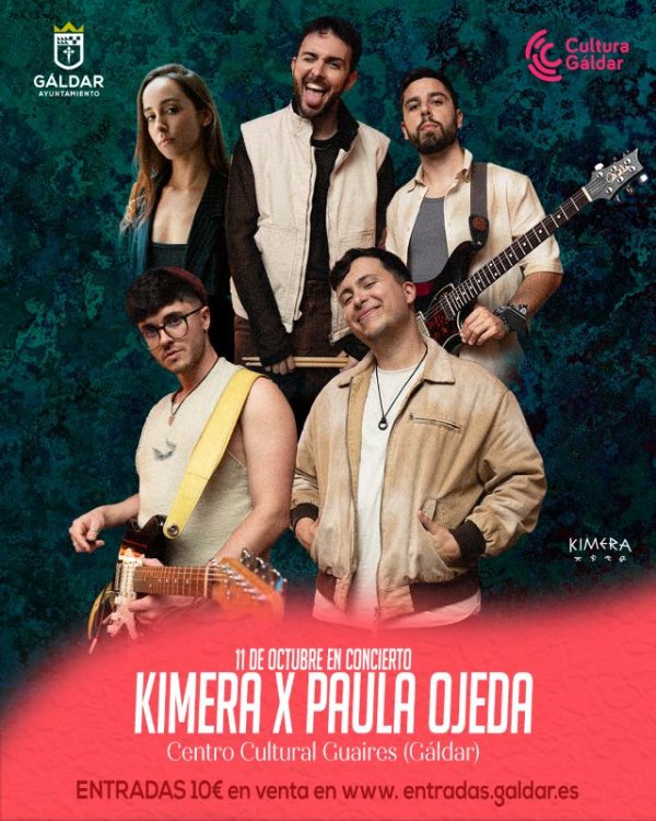 La cantante galdense Paula Ojeda actúa junto a la banda Kimera en el Guaires el 11 de octubre