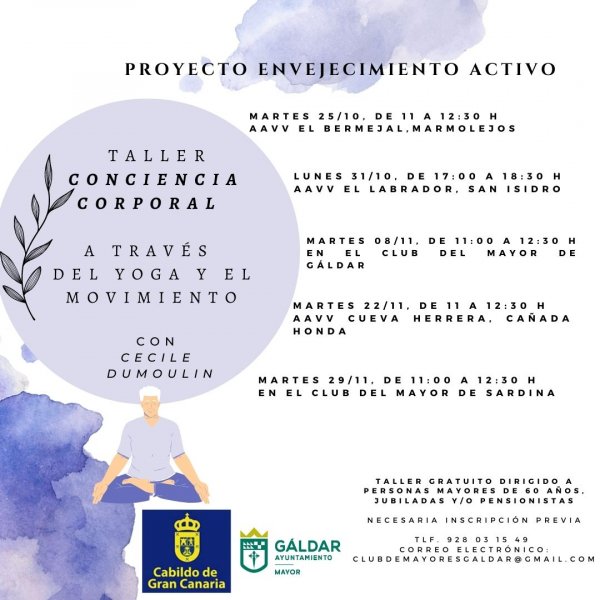 Gáldar: La Concejalía del Mayor organiza un taller de conciencia corporal a través del Hatha yoga y el movimiento