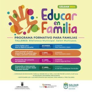 Gáldar: ‘Educar en Familia’ regresa en marzo y abril con cuatro charlas formativas