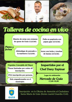 La Concejal&iacute;a del Mayor organiza talleres de cocina en vivo en el Mercado de Gu&iacute;a durante febrero y marzo