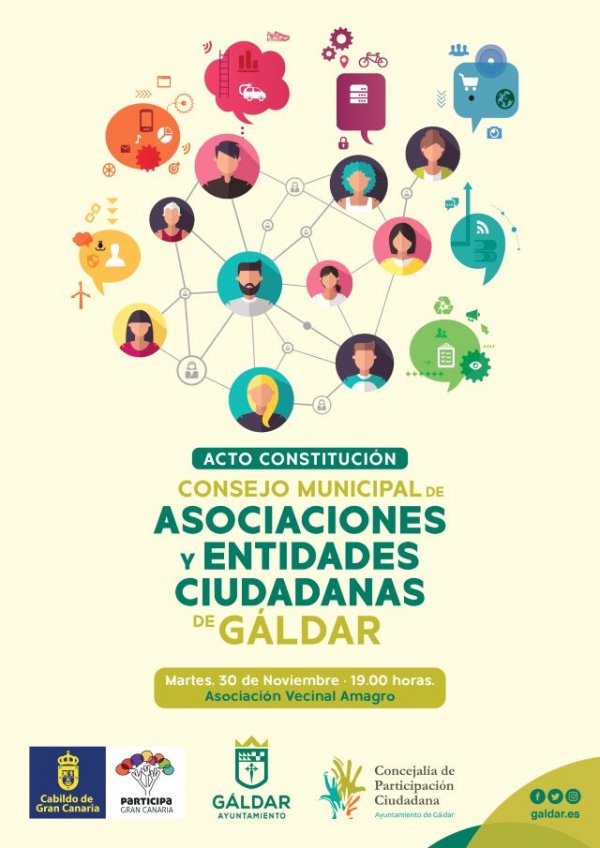 Gáldar constituirá el 30 de noviembre el Consejo Municipal de Asociaciones y Entidades Ciudadanas