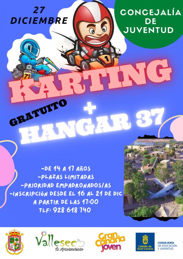 Valleseco: Planazo para la juventud vallesequense al karting y Hangar 37