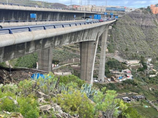 El Cabildo abre al tráfico de vehículos pesados el sentido norte del viaducto del Guiniguada a partir del lunes