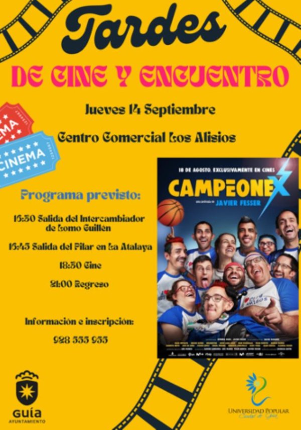 La Universidad Popular de Guía propone una nueva “Tarde de Cine y Encuentro” para ver ‘Campeonex’