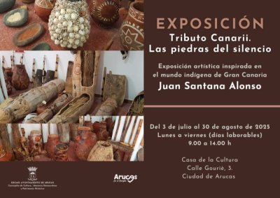 La Casa de la Cultura de Arucas acoge la exposición “Tributo Canarii. Las Piedras del Silencio”, del artista Juan Santana Alonso