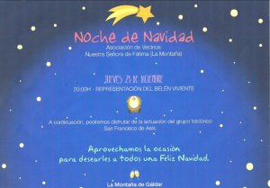 Gáldar: Invitación al Belén Viviente y Actuación Folklórica en la Asociación de Vecinos Nuestra Señora de Fátima (La Montaña)