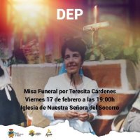 Tejeda: Ma&ntilde;ana viernes 17 de febrero de 2023 se celebrar&aacute; una misa funeral por Teresita C&aacute;rdenes a las 19:00h