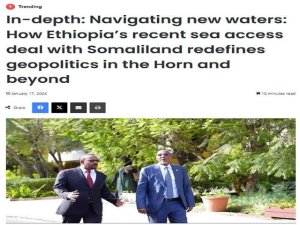 Art&iacute;culo de opini&oacute;n: Korybko a Addis Standard. Somalia no tiene a nadie a quien culpar excepto a s&iacute; misma por el Memorando de Entendimiento entre Etiop&iacute;a y Somalilandia