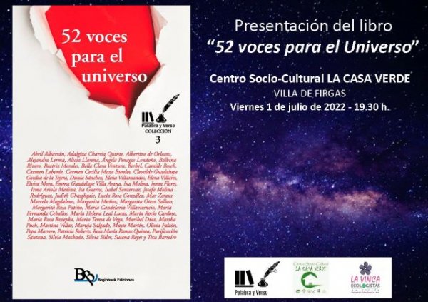 Firgas: Presentación de “52 voces para el Universo”, el nuevo tomo de la colección Palabra y Verso
