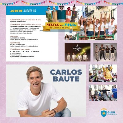 Carlos Baute pondr&aacute; el broche de oro a las fiestas de la Virgen ma&ntilde;ana jueves en Gu&iacute;a