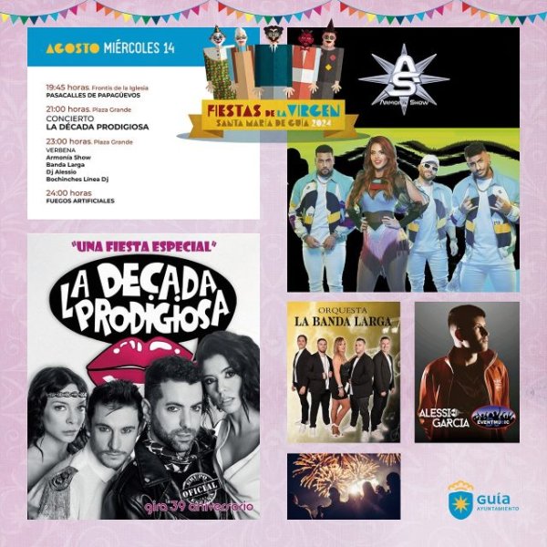La Década Prodigiosa, Armonía Show y fuegos artificiales en la noche festiva del miércoles en Guía