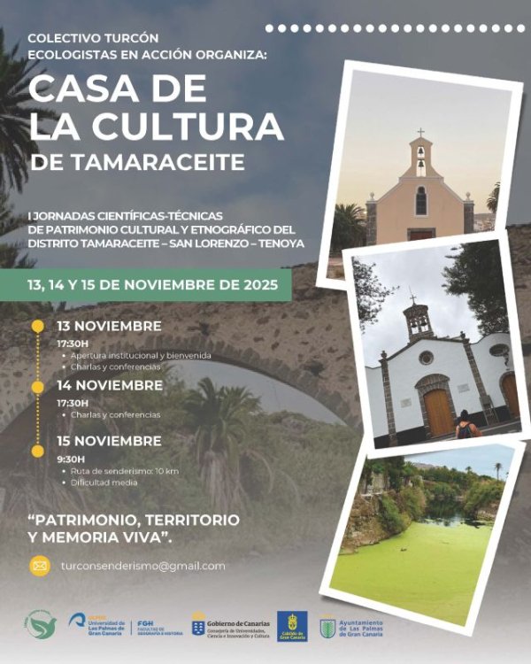 Turcón presenta las Jornadas Científico-técnicas de Patrimonio Cultural y Etnográfico del Distrito Tamaraceite – San Lorenzo – Tenoya “Patrimonio, Territorio y Memoria viva”