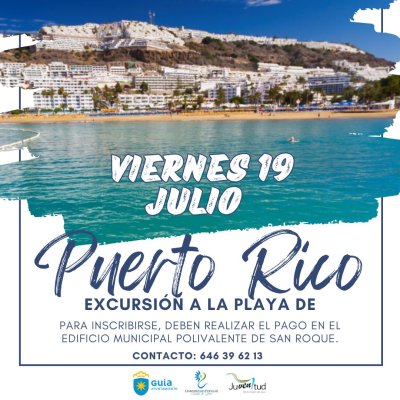 La Universidad Popular de Gu&iacute;a organiza una salida veraniega a la playa de Puerto Rico para este viernes 19 de julio