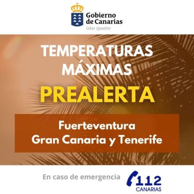 El Gobierno de Canarias declara la prealerta por temperaturas máximas en Fuerteventura, Gran Canaria y Tenerife