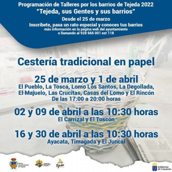 Tejeda: Taller Cestería Tradicional en papel