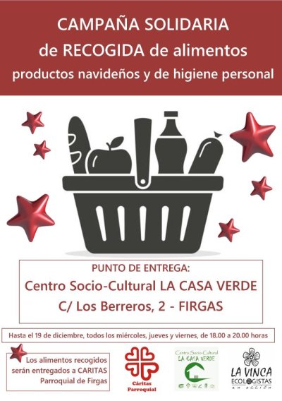 Villa de Firgas: “Comparte Navidad” Campaña de recogida de alimentos no perecederos en &quot;La Casa Verde&quot;