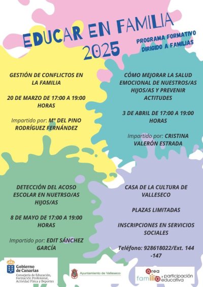 Comienza en Valleseco el programa “Educar en familia” 2025